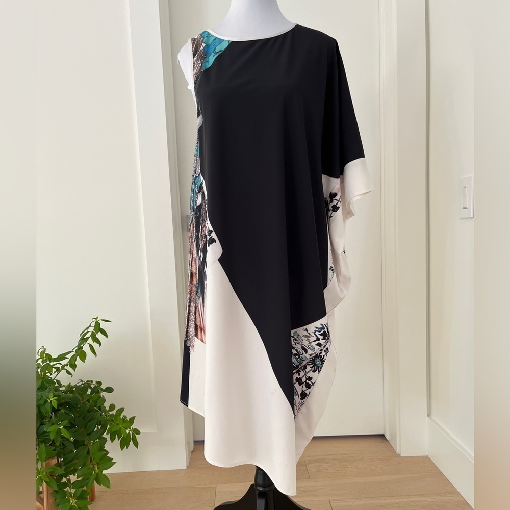 CLOVER CANYON Asymmetric Oversize Flowy Dress Abstract Pattern Event Party Chic